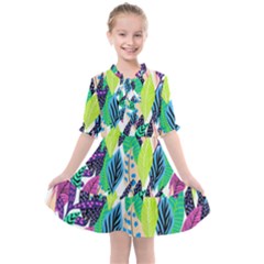 Leaves Drawing Pattern Nature Kids  All Frills Chiffon Dress