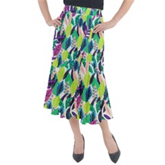 Leaves Drawing Pattern Nature Midi Mermaid Skirt