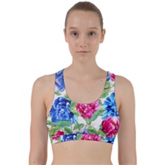 Flowers Floral Picture Flower Back Weave Sports Bra by Simbadda