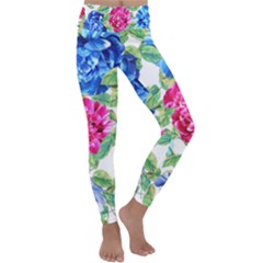 Flowers Floral Picture Flower Kids  Lightweight Velour Classic Yoga Leggings by Simbadda