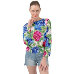 Flowers Floral Picture Flower Banded Bottom Chiffon Top