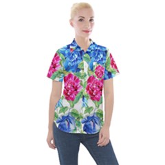 Flowers Floral Picture Flower Women s Short Sleeve Pocket Shirt