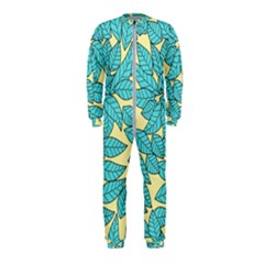 Leaves Dried Leaves Stamping Blue Yellow Onepiece Jumpsuit (kids) by Simbadda