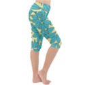 Leaves Dried Leaves Stamping Blue Yellow Lightweight Velour Cropped Yoga Leggings View3