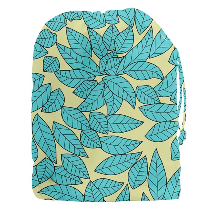 Leaves Dried Leaves Stamping Blue Yellow Drawstring Pouch (XXXL)