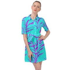 Branches Leaves Colors Summer Belted Shirt Dress