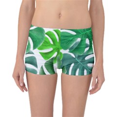 Tropical Greens Leaves Design Boyleg Bikini Bottoms by Simbadda