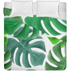 Tropical Greens Leaves Design Duvet Cover Double Side (king Size) by Simbadda