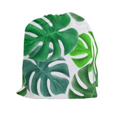 Tropical Greens Leaves Design Drawstring Pouch (xxl) by Simbadda