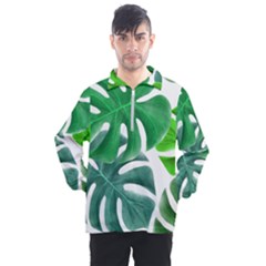 Tropical Greens Leaves Design Men s Half Zip Pullover