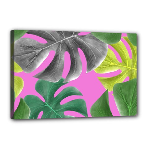 Tropical Greens Leaves Design Canvas 18  X 12  (stretched) by Simbadda