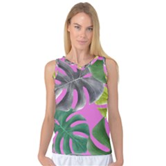 Tropical Greens Leaves Design Women s Basketball Tank Top