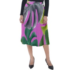 Tropical Greens Leaves Design Classic Velour Midi Skirt  by Simbadda