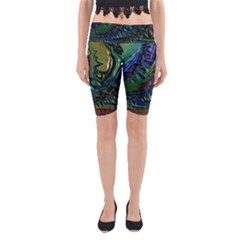 Fractal Art Background Image Yoga Cropped Leggings by Simbadda