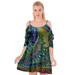 Fractal Art Background Image Cutout Spaghetti Strap Chiffon Dress