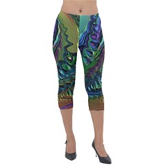 Fractal Art Background Image Lightweight Velour Capri Leggings  by Simbadda