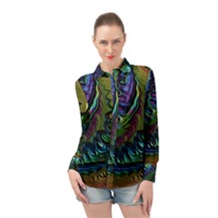 Fractal Art Background Image Long Sleeve Chiffon Shirt