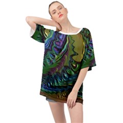 Fractal Art Background Image Oversized Chiffon Top by Simbadda