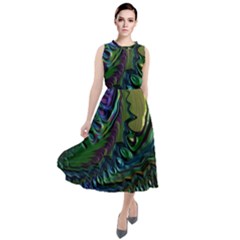 Fractal Art Background Image Round Neck Boho Dress