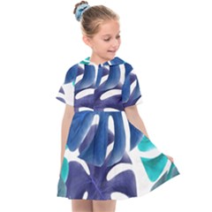 Leaves Tropical Blue Green Nature Kids  Sailor Dress by Simbadda