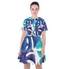 Leaves Tropical Blue Green Nature Sailor Dress by Simbadda