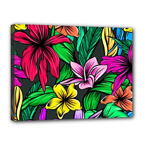 Hibiscus Flower Plant Tropical Canvas 16  X 12  (stretched) by Simbadda