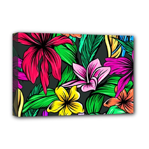 Hibiscus Flower Plant Tropical Deluxe Canvas 18  X 12  (stretched) by Simbadda