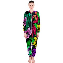 Hibiscus Flower Plant Tropical Onepiece Jumpsuit (ladies)  by Simbadda