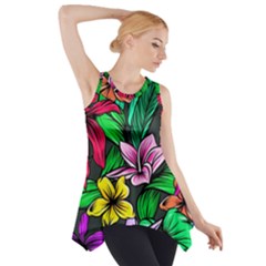 Hibiscus Flower Plant Tropical Side Drop Tank Tunic by Simbadda