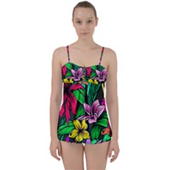 Hibiscus Flower Plant Tropical Babydoll Tankini Set by Simbadda