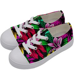 Hibiscus Flower Plant Tropical Kids  Low Top Canvas Sneakers by Simbadda