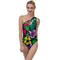 Hibiscus Flower Plant Tropical To One Side Swimsuit by Simbadda