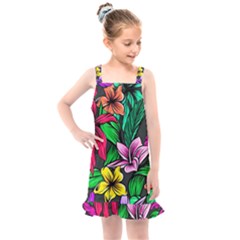 Hibiscus Flower Plant Tropical Kids  Overall Dress by Simbadda