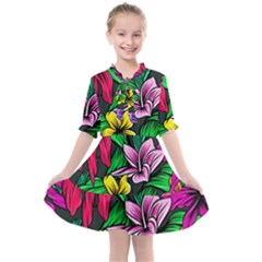 Hibiscus Flower Plant Tropical Kids  All Frills Chiffon Dress