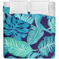 Tropical Greens Leaves Design Duvet Cover Double Side (king Size) by Simbadda