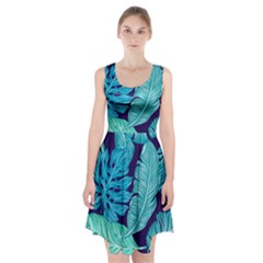 Tropical Greens Leaves Design Racerback Midi Dress