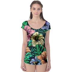 Hibiscus Flower Plant Tropical Boyleg Leotard 