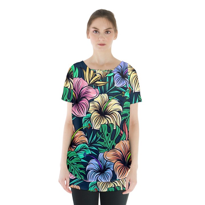 Hibiscus Flower Plant Tropical Skirt Hem Sports Top