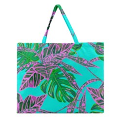 Painting Oil Leaves Reason Pattern Zipper Large Tote Bag by Simbadda