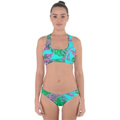 Painting Oil Leaves Reason Pattern Cross Back Hipster Bikini Set by Simbadda