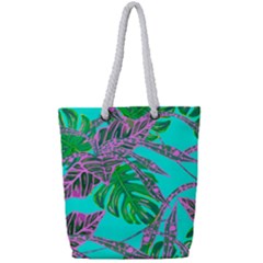 Painting Oil Leaves Reason Pattern Full Print Rope Handle Tote (small) by Simbadda