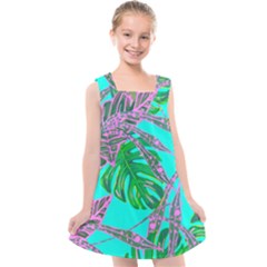 Painting Oil Leaves Reason Pattern Kids  Cross Back Dress