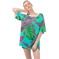 Painting Oil Leaves Reason Pattern Oversized Chiffon Top