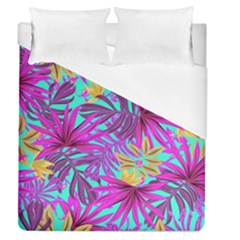 Tropical Greens Leaves Design Duvet Cover (queen Size) by Simbadda