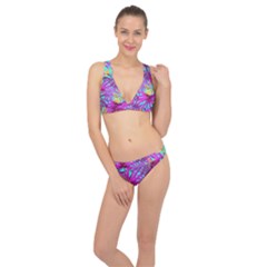 Tropical Greens Leaves Design Classic Banded Bikini Set  by Simbadda