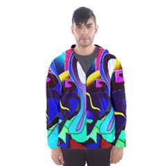 Curvy Collage Men s Hooded Windbreaker