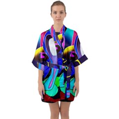 Curvy Collage Quarter Sleeve Kimono Robe by bloomingvinedesign