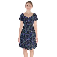 Abstract Background Reason Texture Short Sleeve Bardot Dress