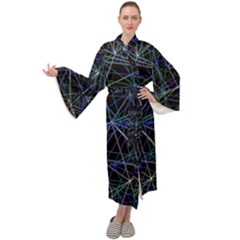 Abstract Background Reason Texture Maxi Tie Front Velour Kimono