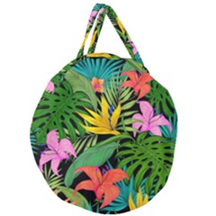 Tropical Greens Leaves Design Giant Round Zipper Tote